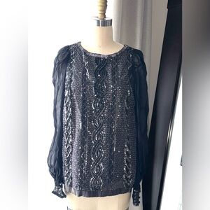 Adam Lippes: Black Silk Sequin Rocker Top 🖤⚡️✨